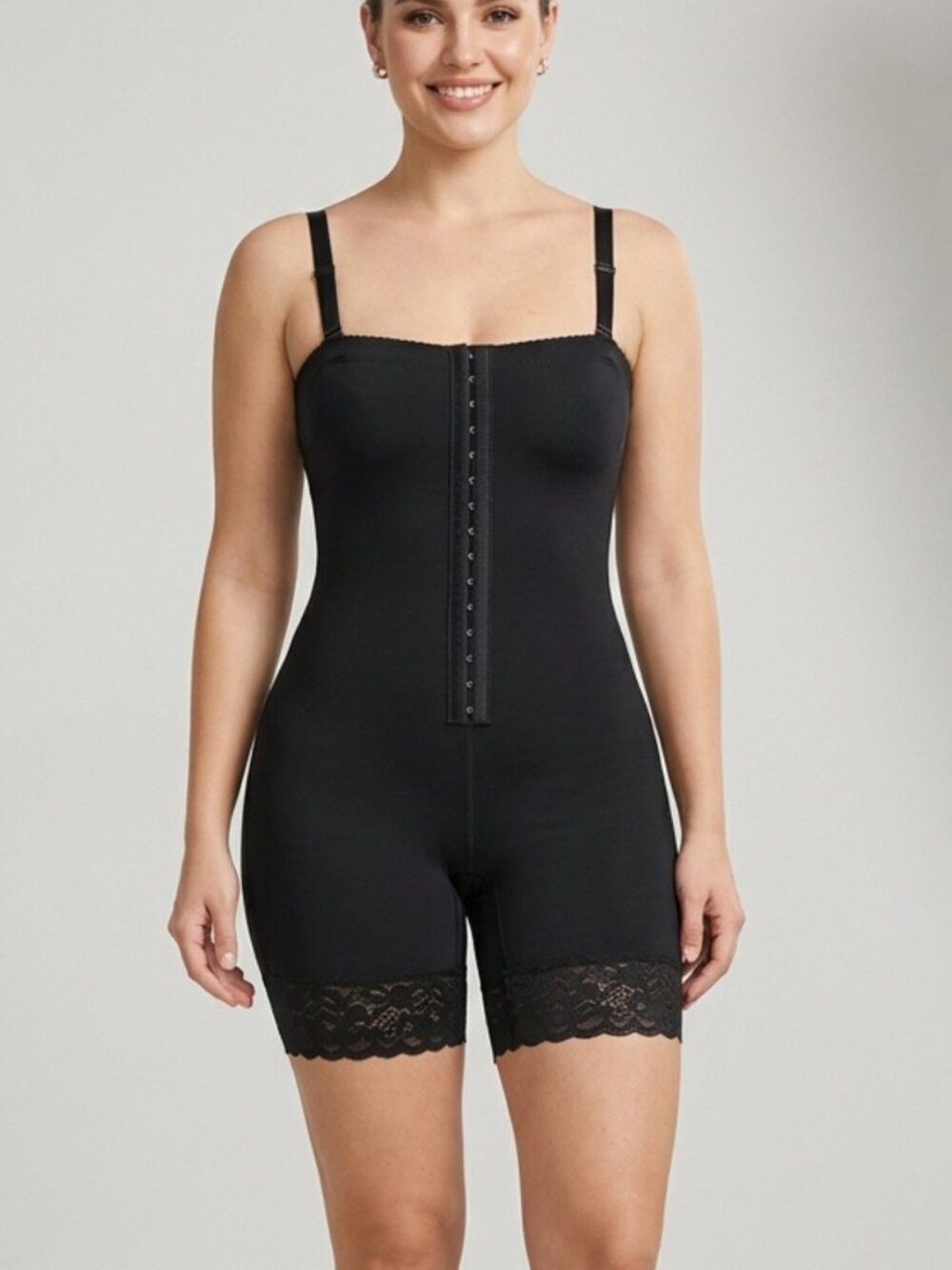 NIP Rosemary Kiss Black Mid-Thigh Shapewear Bodysuit Small